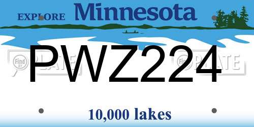 PWZ224 Minnesota License Plate