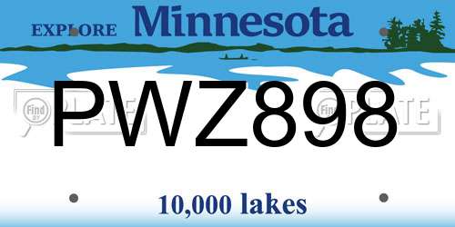PWZ898 Minnesota License Plate