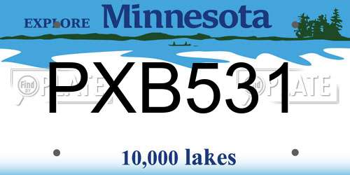 PXB531 Minnesota License Plate