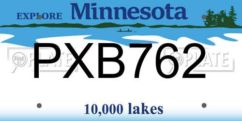 PXB762 Minnesota License Plate