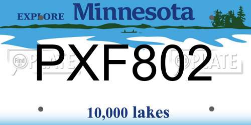 PXF802 Minnesota License Plate