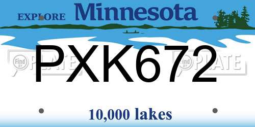 PXK672 Minnesota License Plate