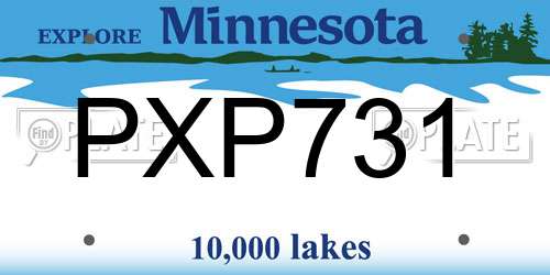 PXP731 Minnesota License Plate