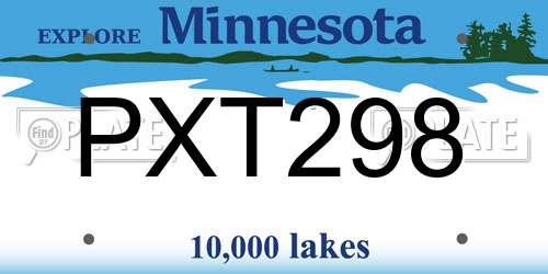 PXT298 Minnesota License Plate