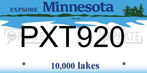 PXT920 Minnesota License Plate
