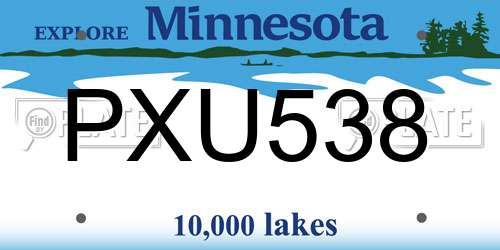 PXU538 Minnesota License Plate