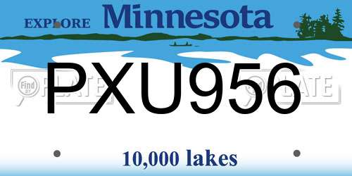PXU956 Minnesota License Plate