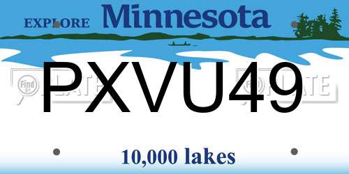 PXVU49 Minnesota License Plate