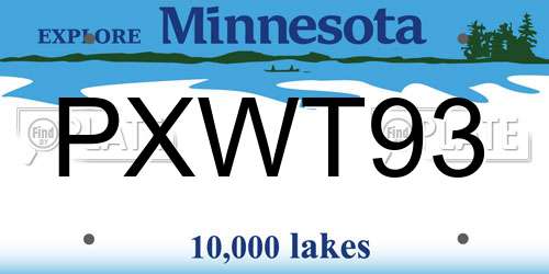 PXWT93 Minnesota License Plate