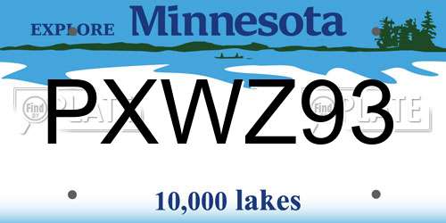 PXWZ93 Minnesota License Plate