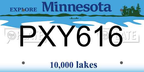 PXY616 Minnesota License Plate