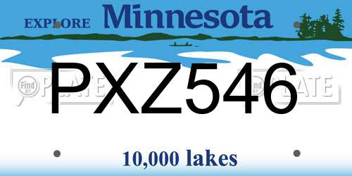PXZ546 Minnesota License Plate