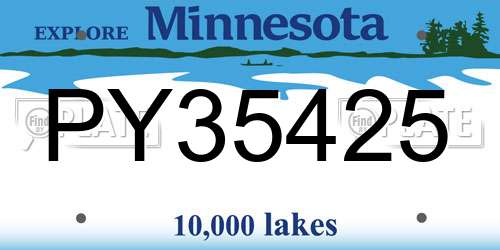PY35425 Minnesota License Plate