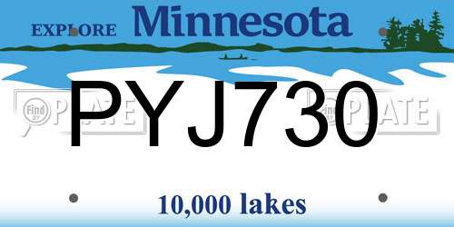 PYJ730 Minnesota License Plate