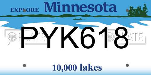PYK618 Minnesota License Plate