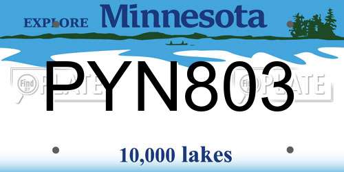 PYN803 Minnesota License Plate