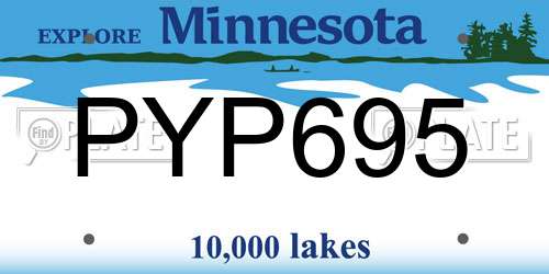PYP695 Minnesota License Plate
