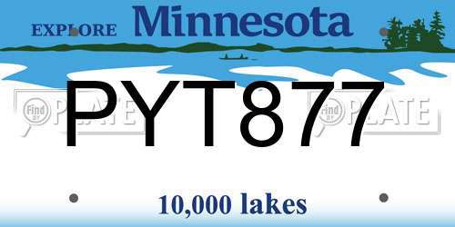 PYT877 Minnesota License Plate