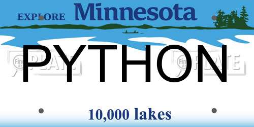 PYTHON Minnesota License Plate