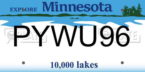 PYWU96 Minnesota License Plate