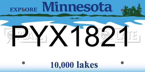 PYX1821 Minnesota License Plate