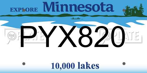 PYX820 Minnesota License Plate