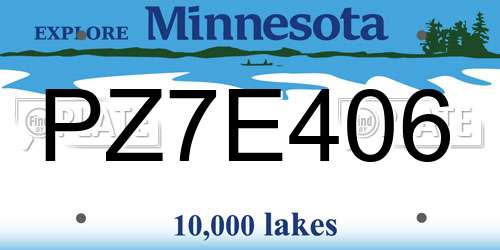 PZ7E406 Minnesota License Plate