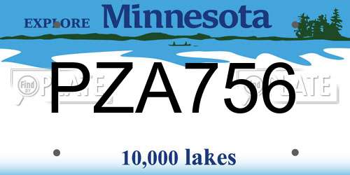 PZA756 Minnesota License Plate