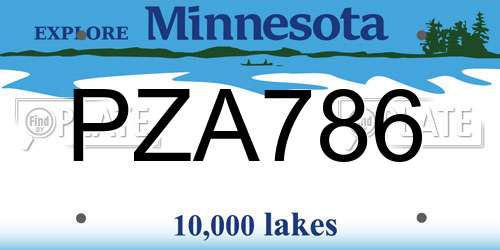 PZA786 Minnesota License Plate