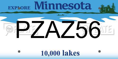 PZAZ56 Minnesota License Plate