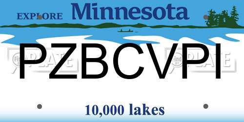 PZBCVPI Minnesota License Plate