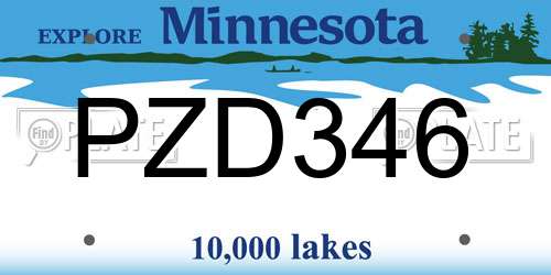 PZD346 Minnesota License Plate