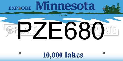PZE680 Minnesota License Plate