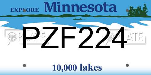 PZF224 Minnesota License Plate