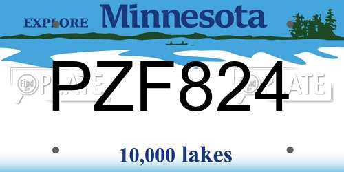 PZF824 Minnesota License Plate