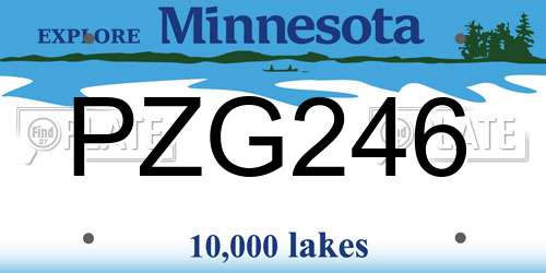 PZG246 Minnesota License Plate