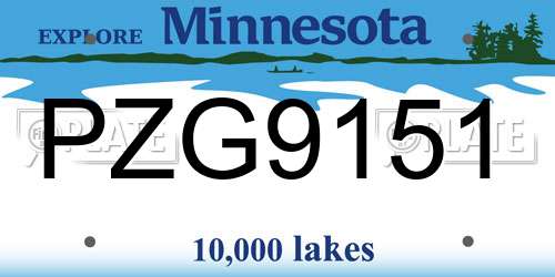 PZG9151 Minnesota License Plate