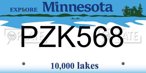 PZK568 Minnesota License Plate