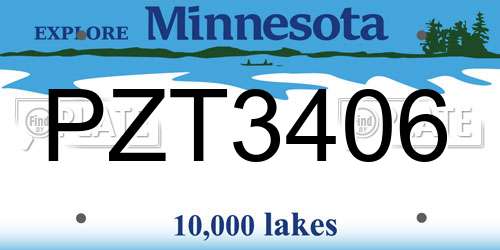 PZT3406 Minnesota License Plate