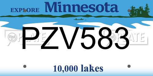 PZV583 Minnesota License Plate