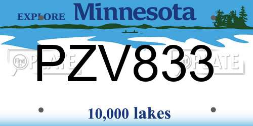 PZV833 Minnesota License Plate