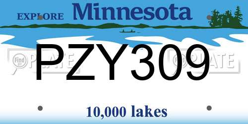 PZY309 Minnesota License Plate