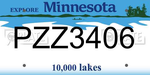 PZZ3406 Minnesota License Plate