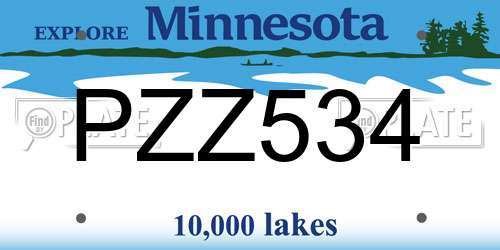 PZZ534 Minnesota License Plate