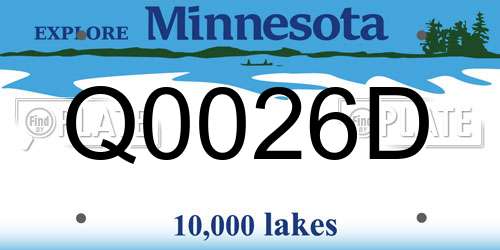 Q0026D Minnesota License Plate