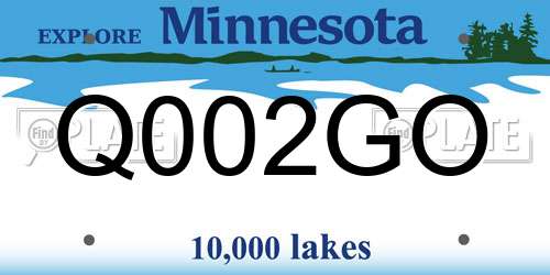 Q002GO Minnesota License Plate