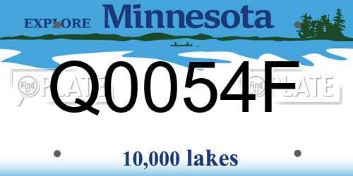 Q0054F Minnesota License Plate