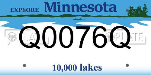 Q0076Q Minnesota License Plate
