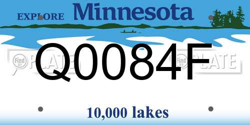 Q0084F Minnesota License Plate
