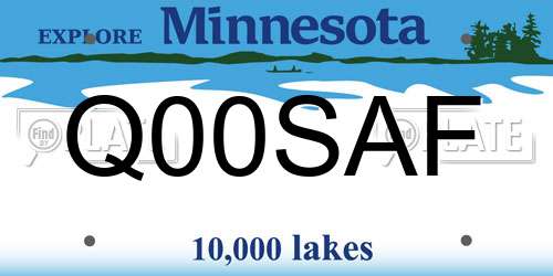 Q00SAF Minnesota License Plate